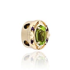 SL463 14kt Yellow Gold Peridot and Amethyst angle