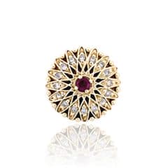 SL479 14kt Yellow Gold Ruby and Diamond top