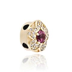 SL514 14kt Yellow Gold Pink Tourmaline and Diamond angle