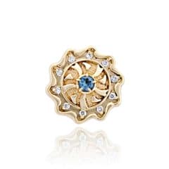 SL517 14kt Yellow Gold Swiss Blue Topaz and Diamond top