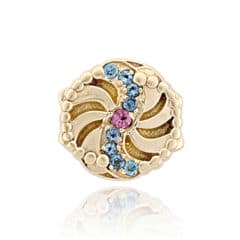 SL537 14kt Yellow Gold Pink Tourmaline and Swiss Blue Topaz top