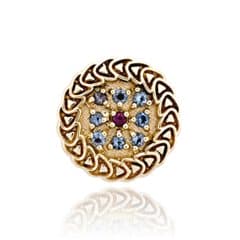 SL539 14kt Yellow Gold Pink Tourmaline and Swiss Blue Topaz top