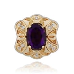 SL557 14kt Yellow Gold Amethyst and Diamond top