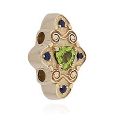 SL629 14kt Yellow Gold Peridot and Blue Sapphire angle