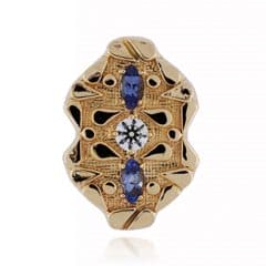 SL646 14kt Yellow Gold Diamond and Tanzanite top