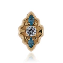 SL664 14kt Yellow Gold Diamond and Aquamarine top