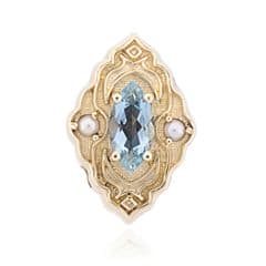 SL667 14kt Yellow Gold Aquamarine and Pearl top