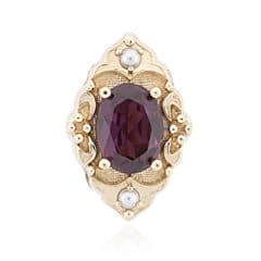SL669 14kt Yellow Gold Rhodolite and Pearl top