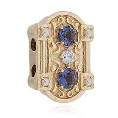 SL738 14kt Yellow Gold Diamond and Iolite and Pearl angle