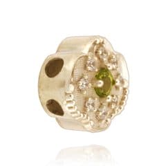SLBOE7 14kt Yellow Gold Peridot and Cubic Zirconia angle